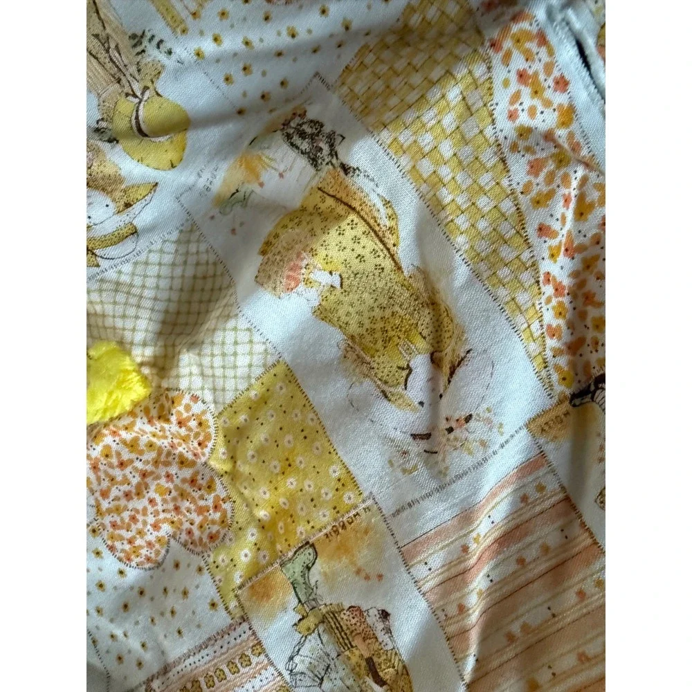 Holly Hobbie vintage handmade yellow and orange patterned changing‎ pad cover